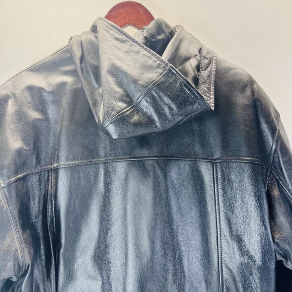 Vintage 1986 Wilsons Hooded Quilted Lined Leather Jacket Cinch‎ Waist 1X - Picture 12 of 14